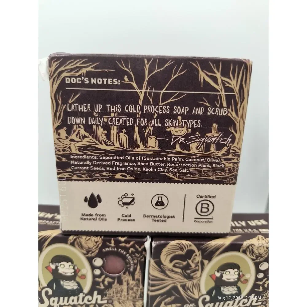 6 Pk Dr. Squatch Soap Count Sudsula Halloween Limited Edition Natural Men's